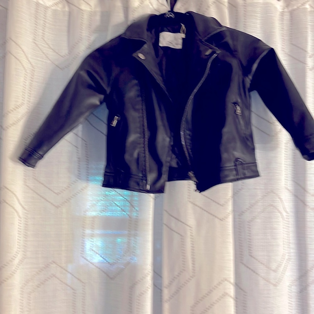 Zara boys 2-3yrs Black Faux leather biker jacket